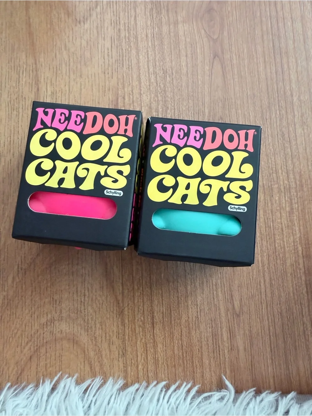 Bundle Neon Pink & Teal Cool Cats Squishy Toy Set by Schylling
